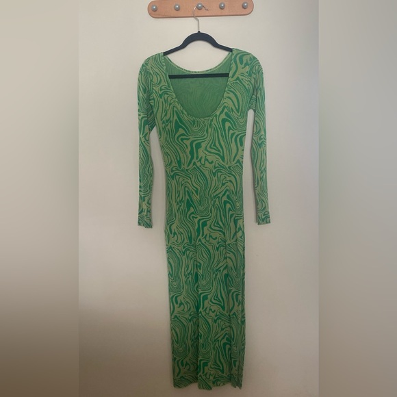 Paloma wool slinky green psych swirl marble low back dress - Picture 5 of 6